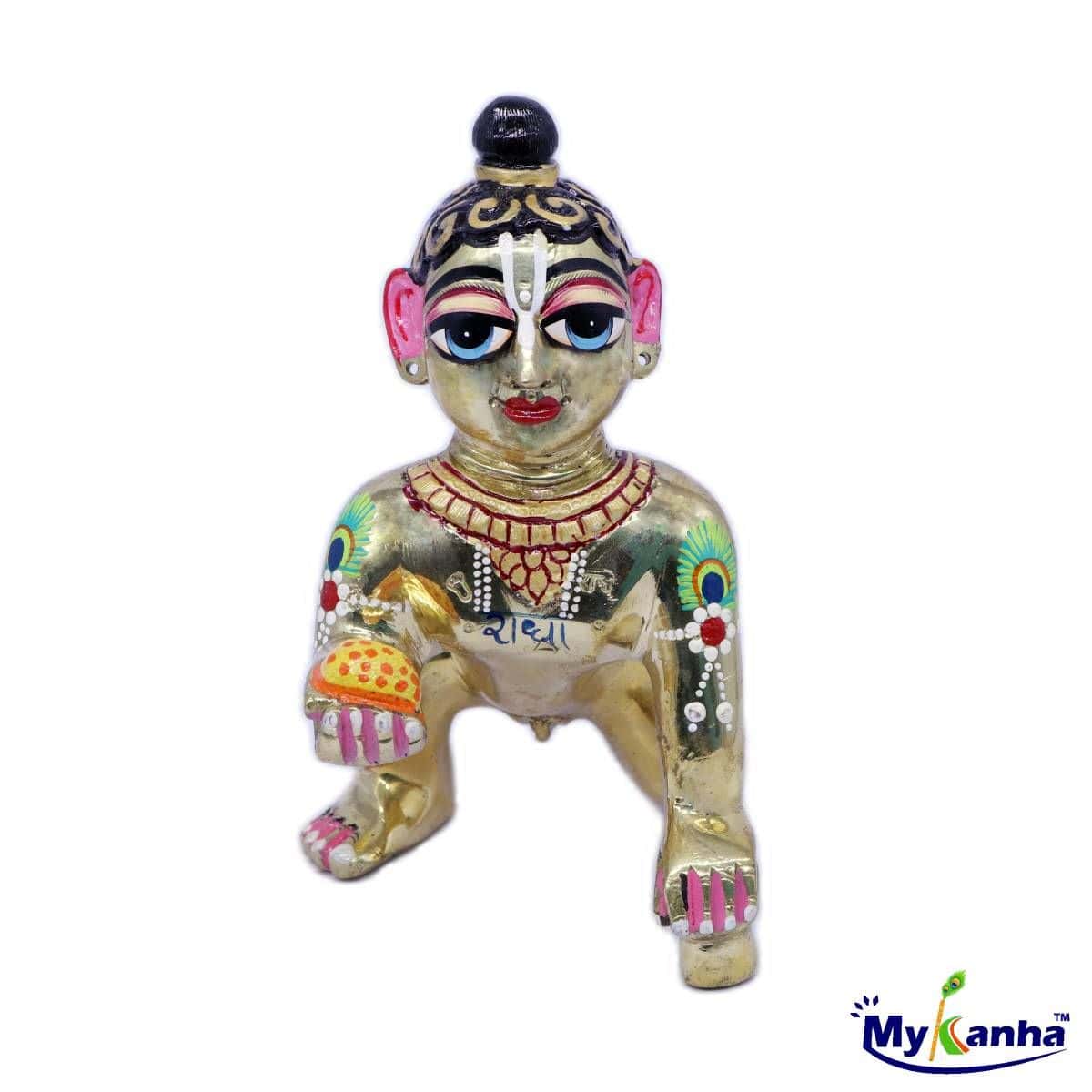 Heavy Decorated Brass Laddu Gopal Ji Baal Roop Idols (7 Inches)